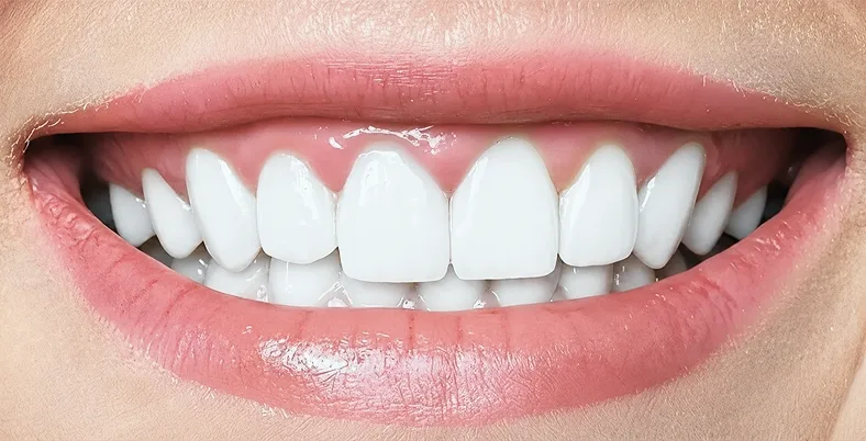 Teeth after whitening, bright shade